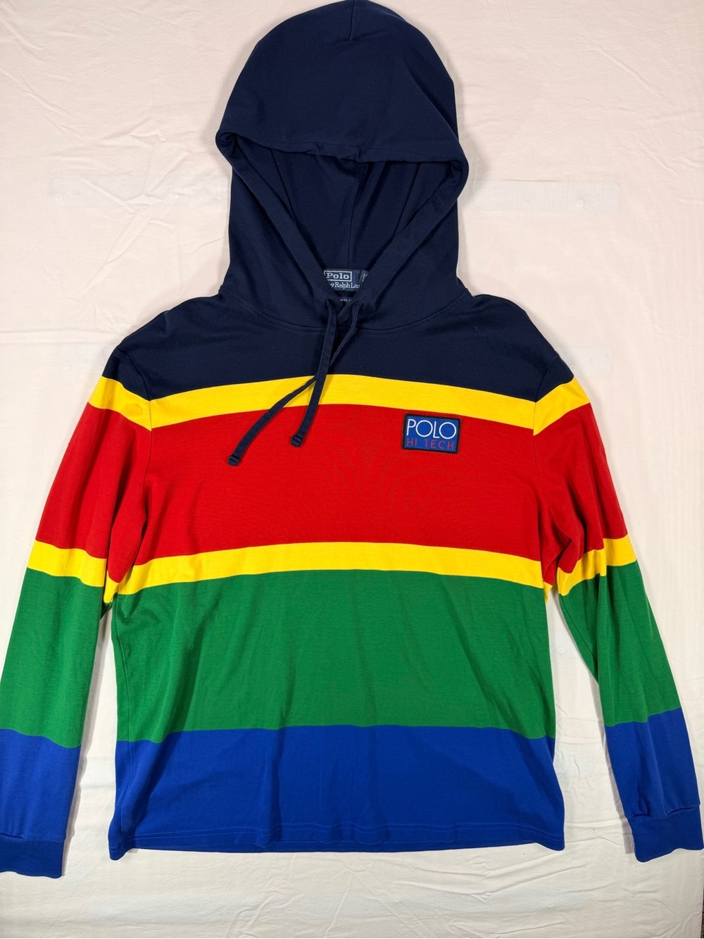 Polo Ralph Lauren Hi Tech Hoodie Men’s Large Colorblock Striped Classic Fit